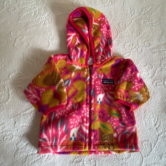 Patagonia Baby Synchilla Fleece Jacket Cardigan Hooded 0m Rare Forest Fox Print - Picture 5 of 11